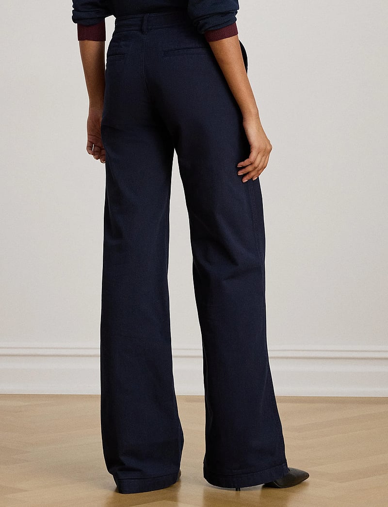 Lauren Ralph Lauren - Cotton Twill Wide-Leg Pant - „chino“ stiliaus kelnės - lauren navy - 3