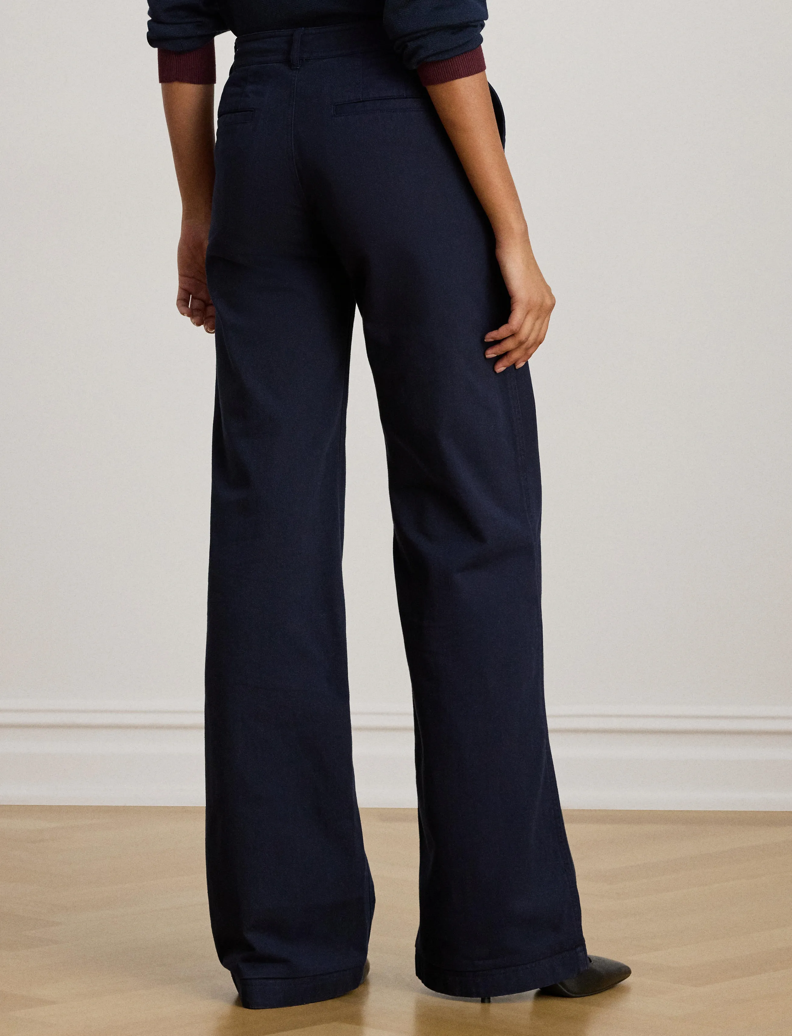 Lauren Ralph Lauren - Cotton Twill Wide-Leg Pant - chino püksid - lauren navy - 3