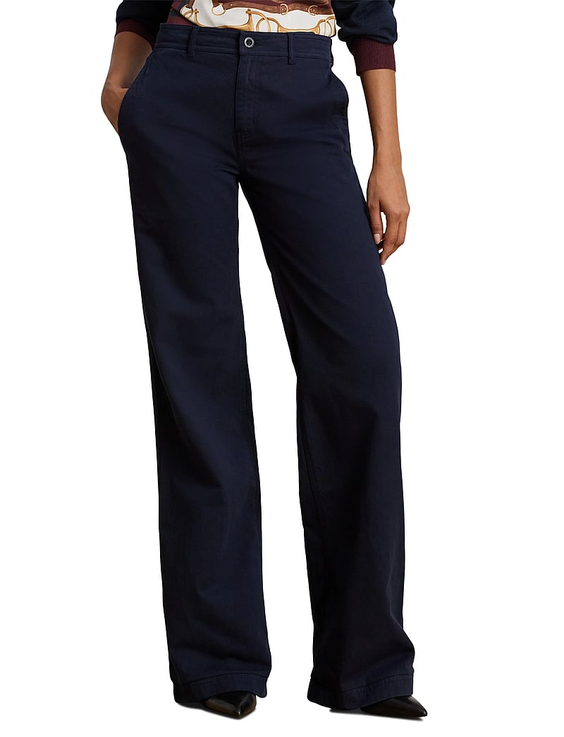Lauren Ralph Lauren - Cotton Twill Wide-Leg Pant - „chino“ stiliaus kelnės - lauren navy - 5