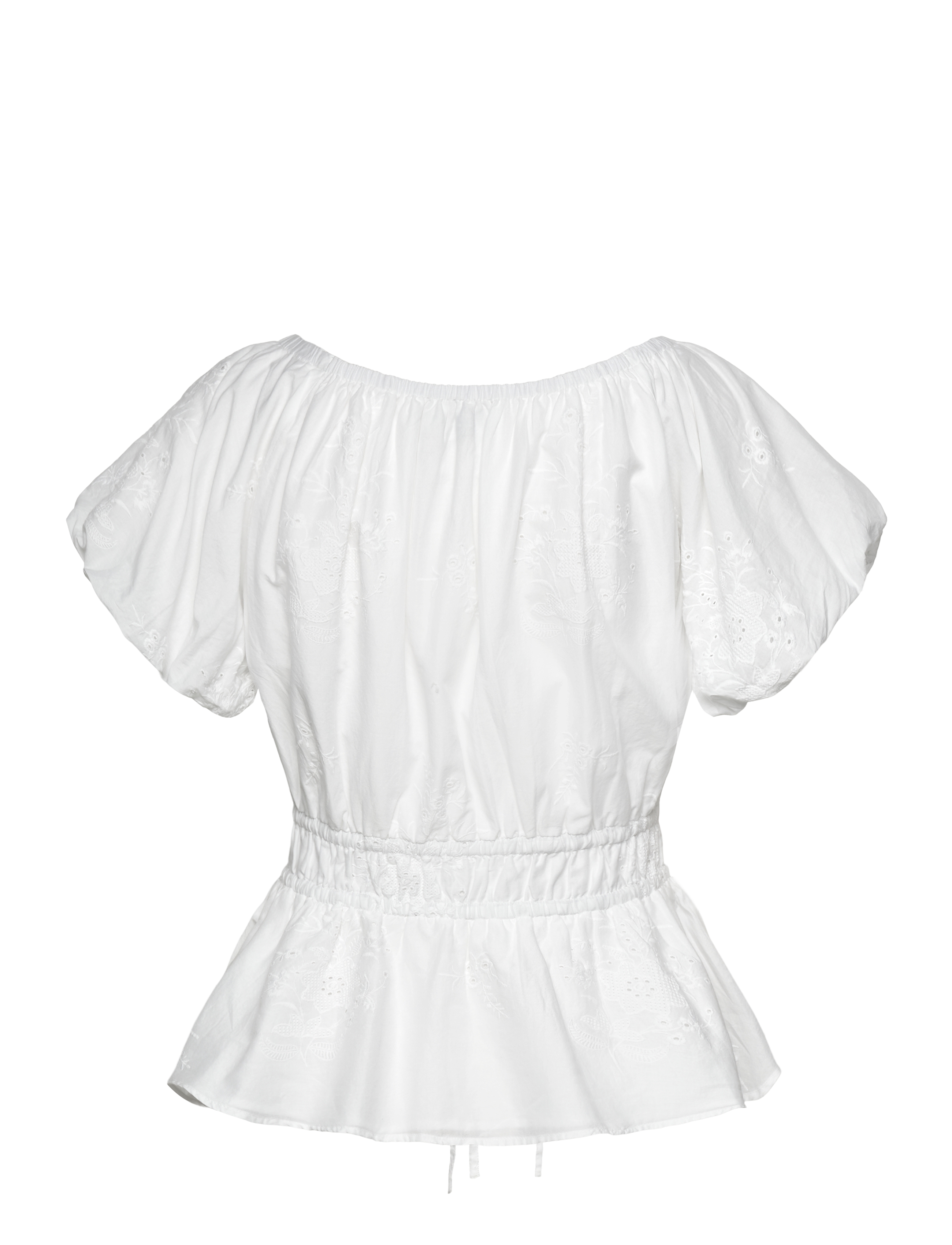 Lauren Ralph Lauren - Eyelet Cotton Voile Peplum Blouse - white - 1