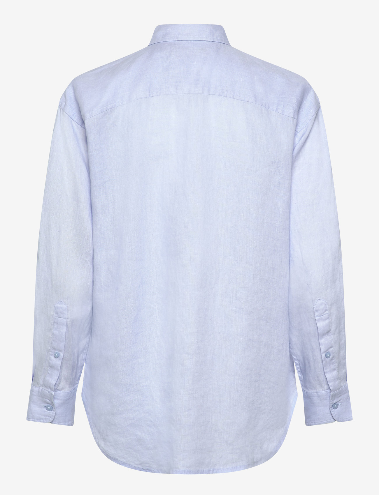 Lauren Ralph Lauren - Oversize Striped Floral-Logo Linen Shirt - långärmade skjortor - cornflower blue - 1