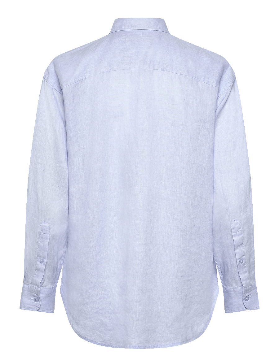 Lauren Ralph Lauren - Oversize Floral-Logo Linen Shirt - cornflower blue - 1