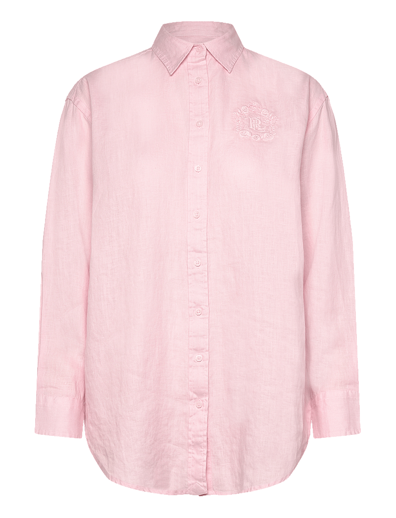 Lauren Ralph Lauren - Oversize Floral-Logo Linen Shirt - pikkade varrukatega särgid - hint of pink - 0