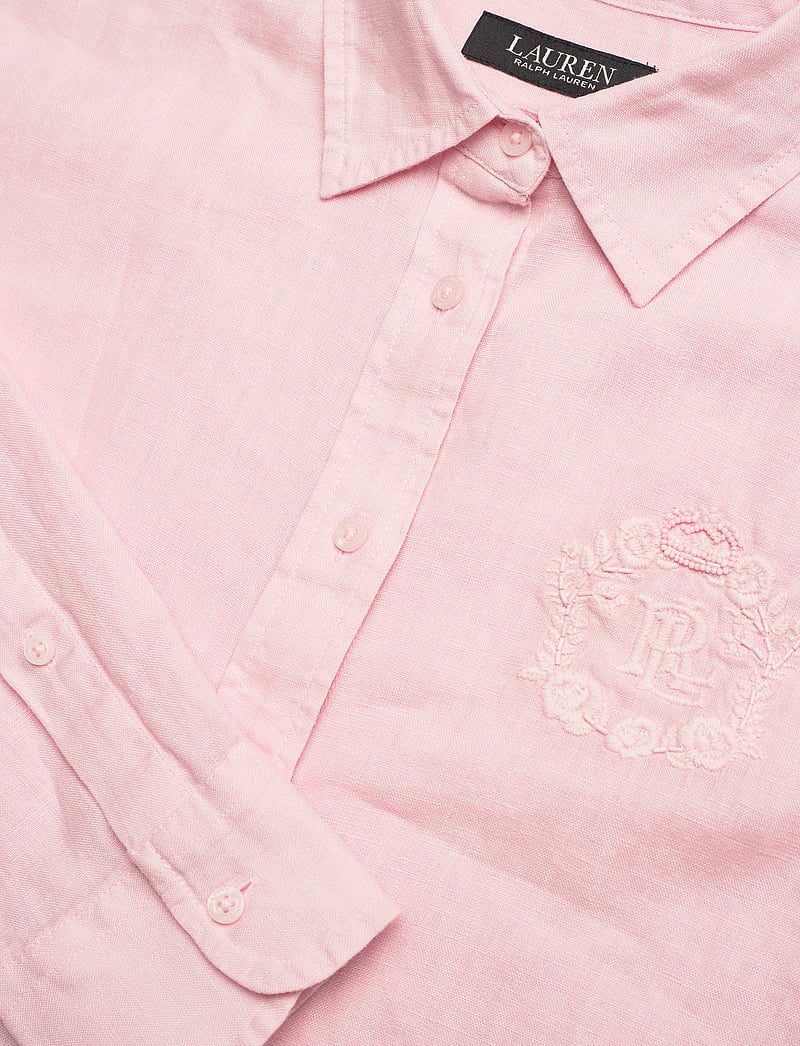 Lauren Ralph Lauren - Oversize Floral-Logo Linen Shirt - pikkade varrukatega särgid - hint of pink - 2