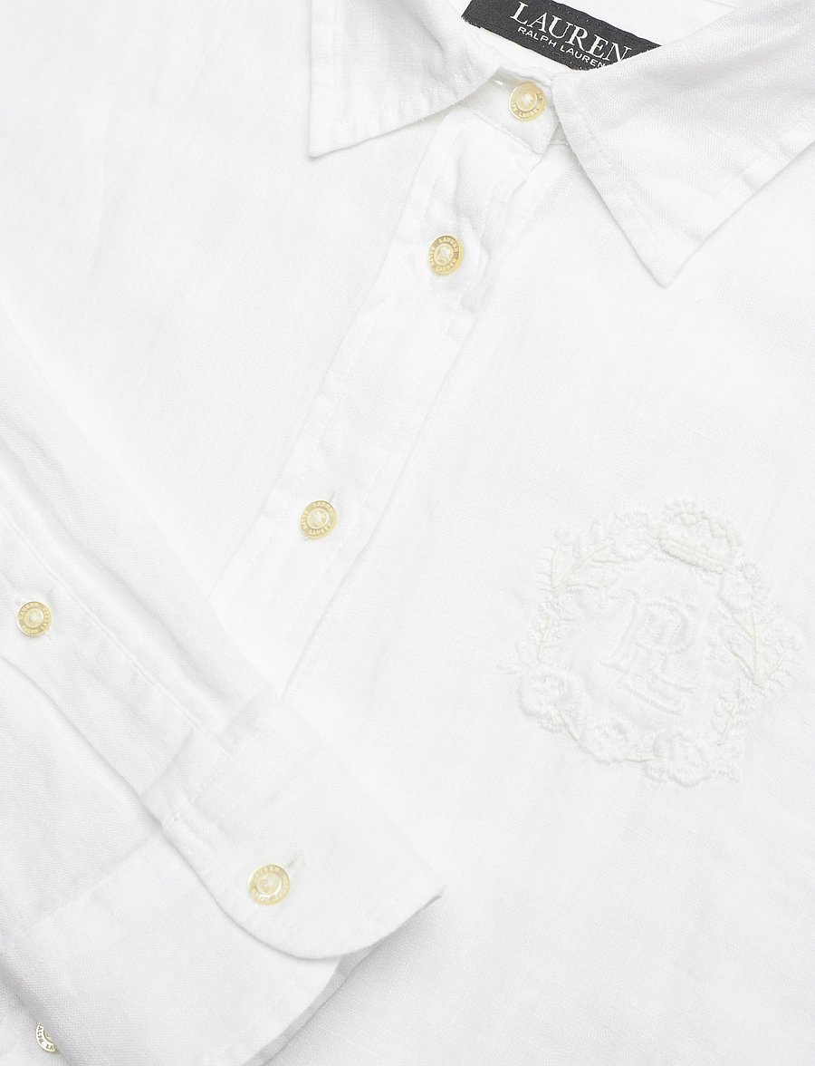 Lauren Ralph Lauren - Oversize Floral-Logo Linen Shirt - white - 2