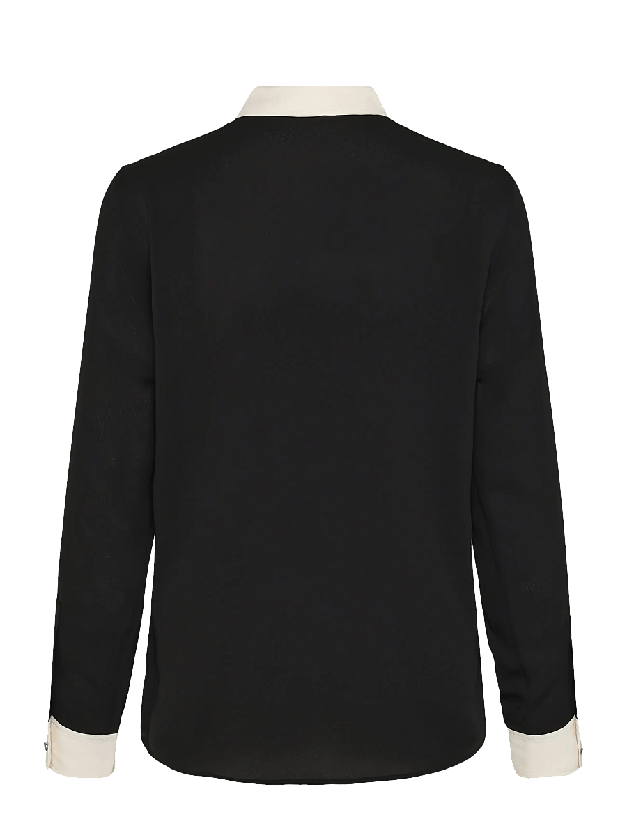 Lauren Ralph Lauren - Classic Fit Two-Tone Georgette Shirt - langärmlige hemden - black/mascarpone - 1