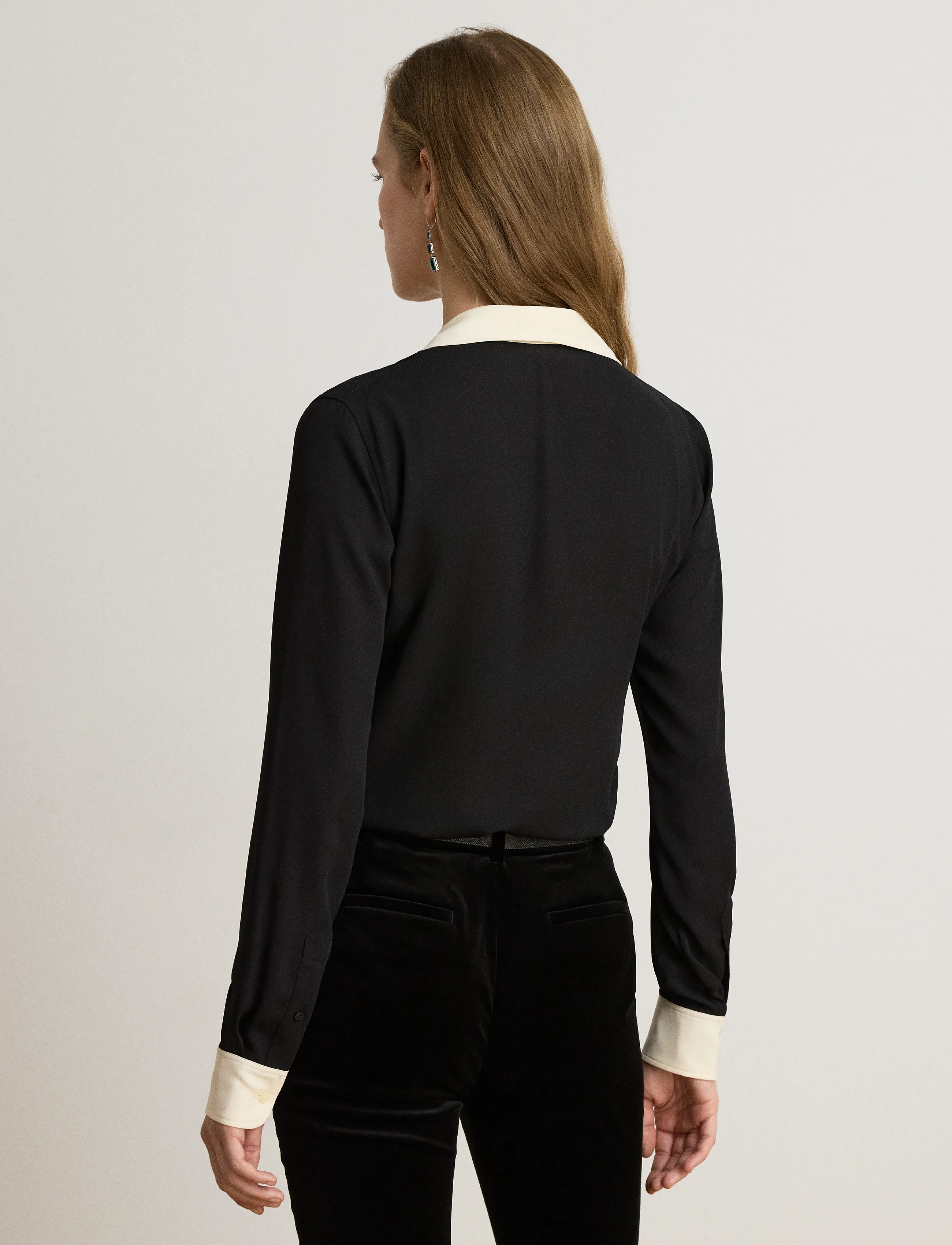 Lauren Ralph Lauren - Classic Fit Two-Tone Georgette Shirt - black/mascarpone - 2