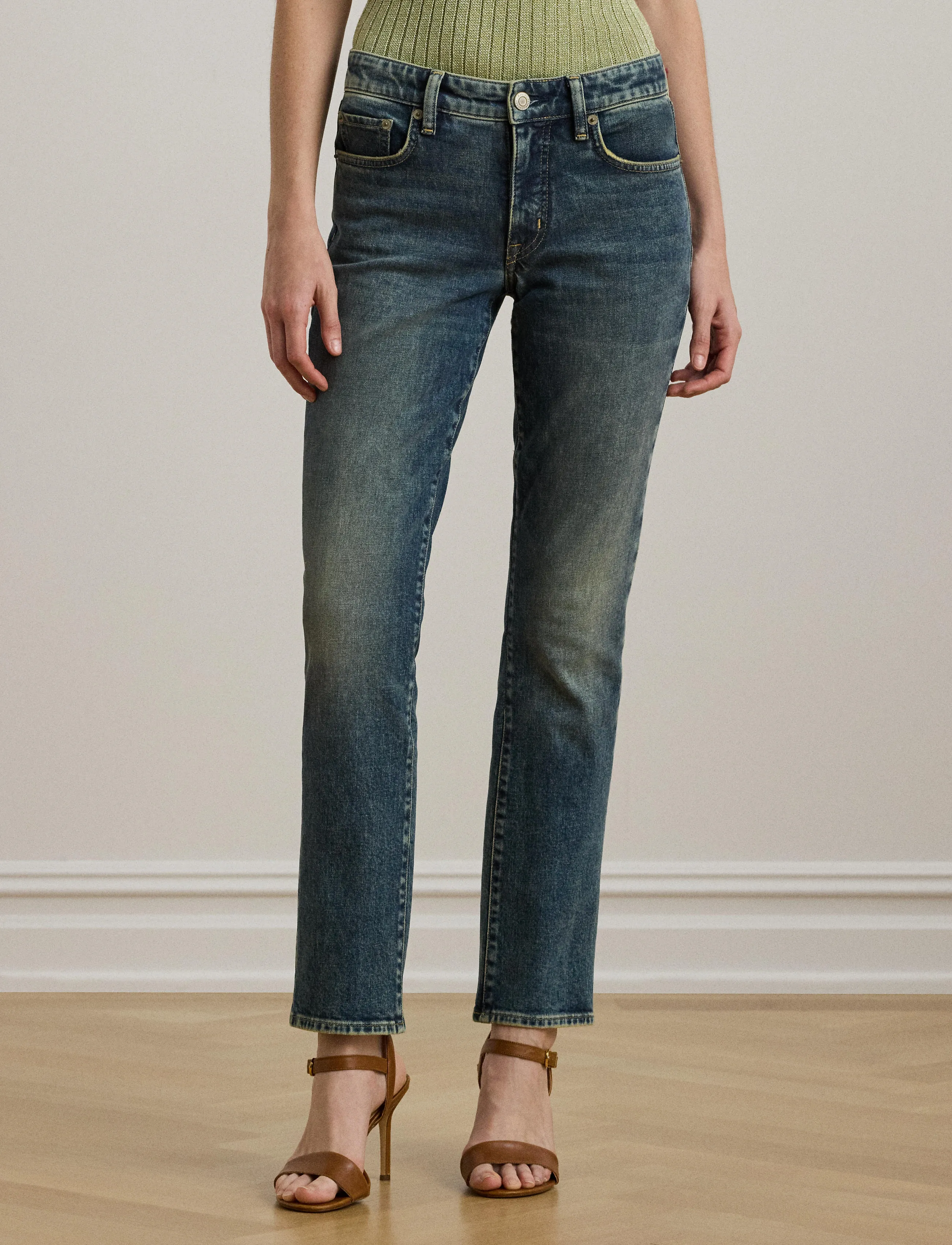 Lauren Ralph Lauren Mid-Rise Straight Ankle Jean - Tøj - HAZE WASH / blue