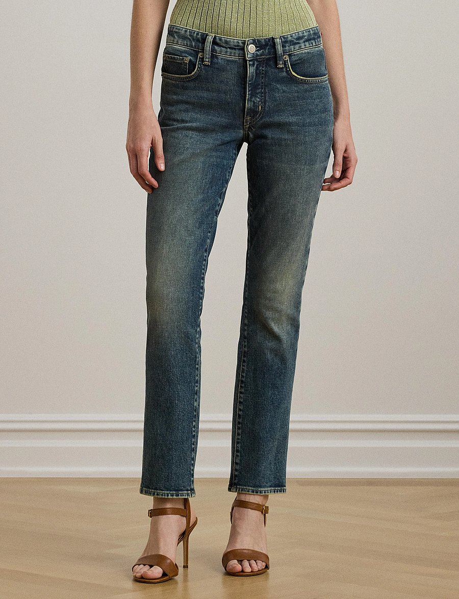 Lauren Ralph Lauren - Mid-Rise Straight Ankle Jean - tiesaus kirpimo džinsai - haze wash - 0
