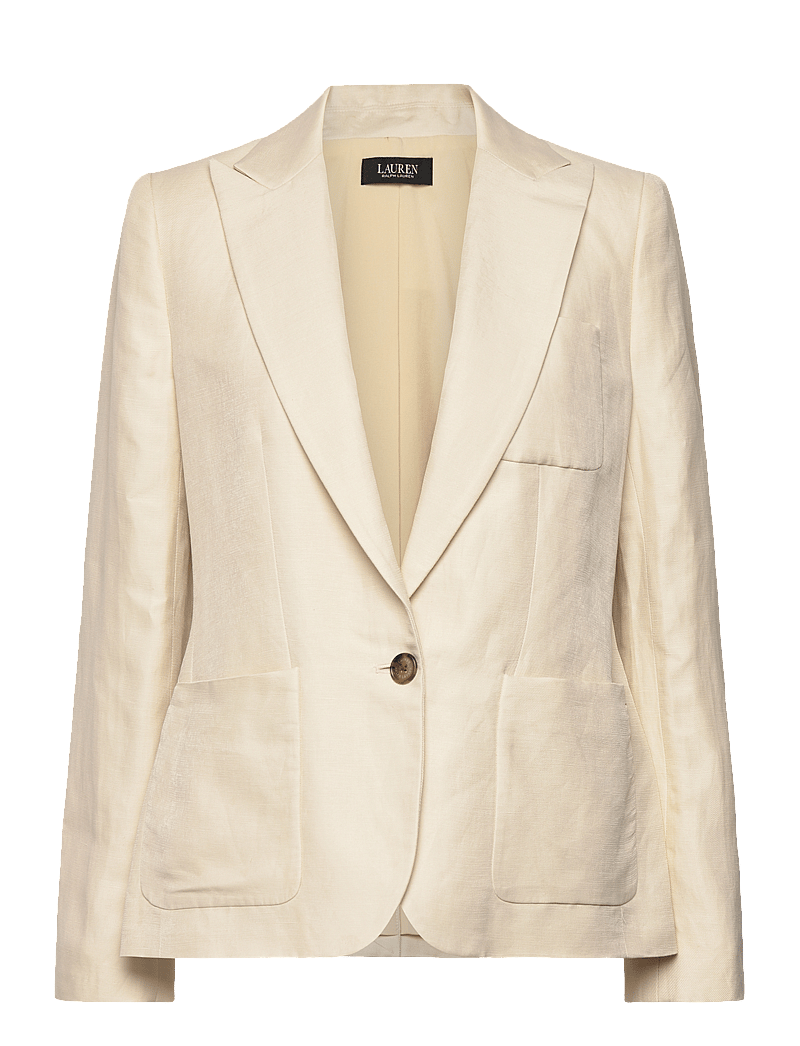 Lauren Ralph Lauren - Linen-Blend Twill Blazer - Ühes joones nööpidega bleiserid - ivory beige - 0
