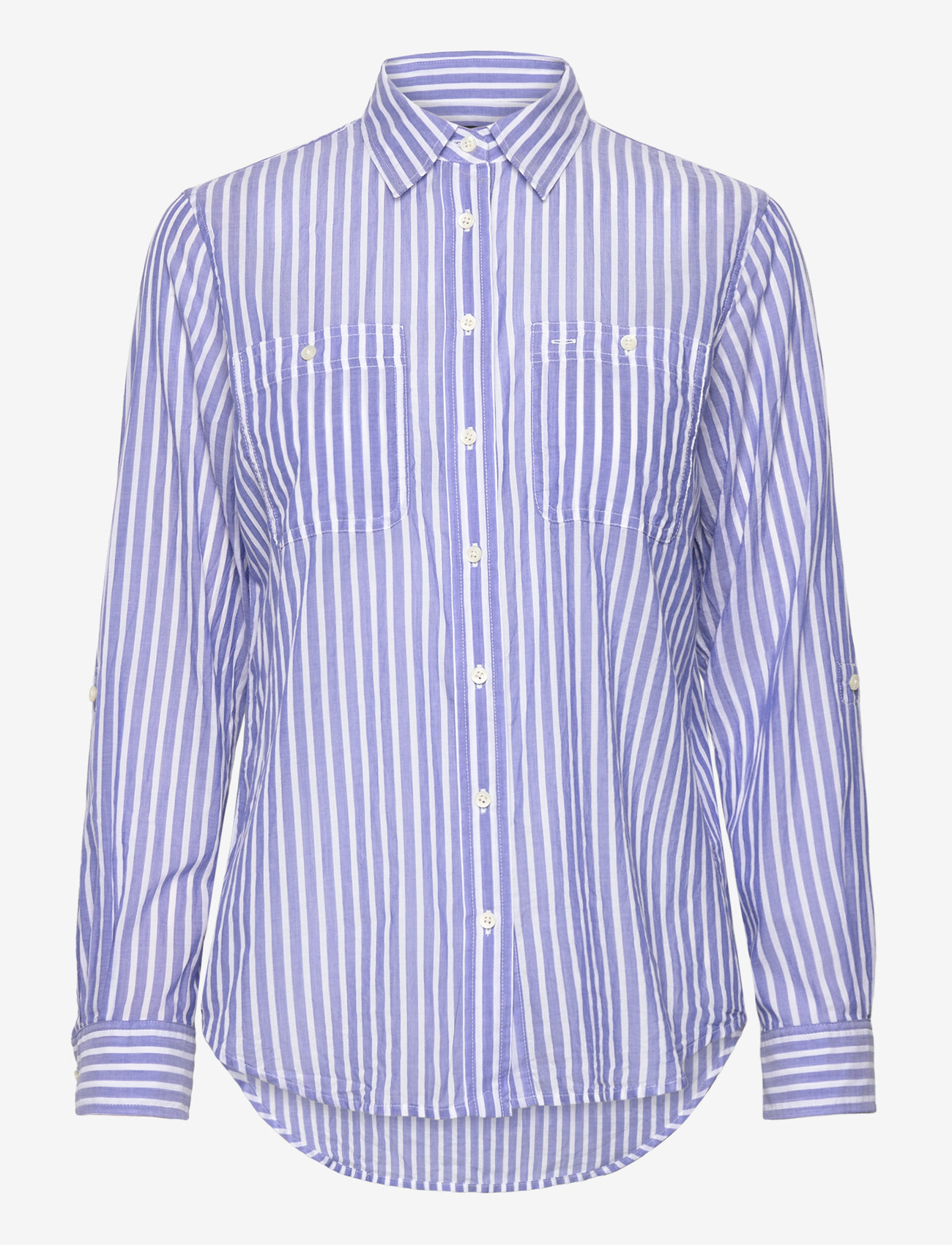 Lauren Ralph Lauren - Relaxed Fit Voile Roll-Tab-Sleeve Shirt - skjorter - blue/white - 0