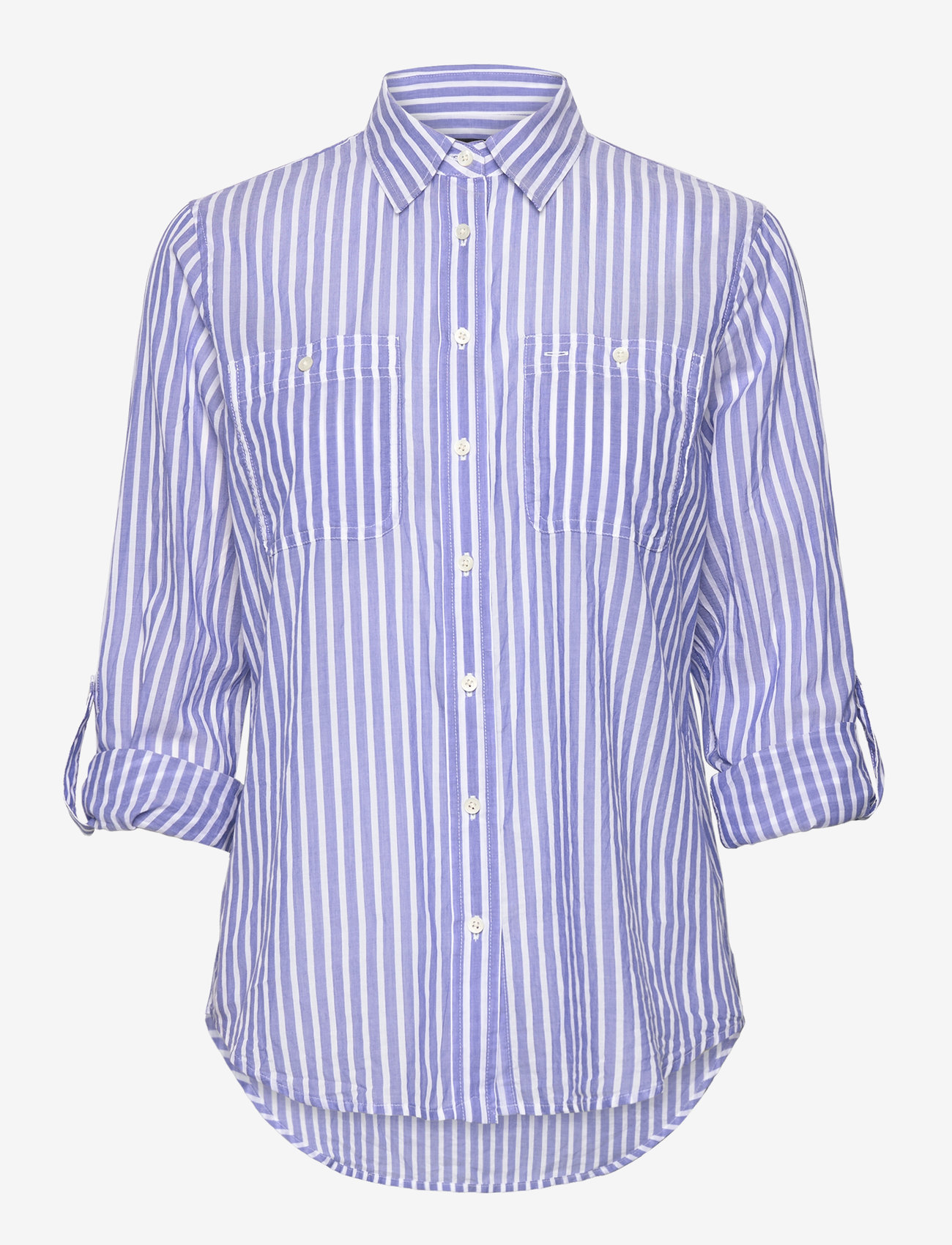 Lauren Ralph Lauren - Relaxed Fit Voile Roll-Tab-Sleeve Shirt - skjorter - blue/white - 2