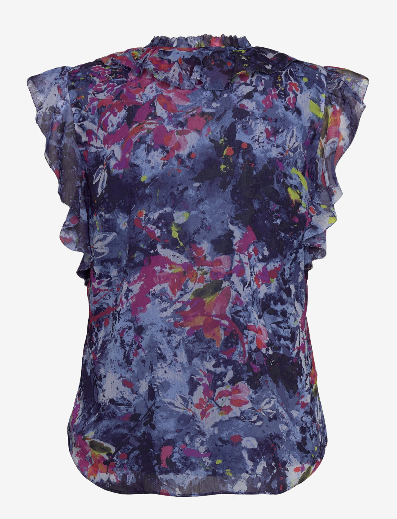 Lauren Ralph Lauren - Print Ruffle-Trim Georgette Blouse - blue multi - 2