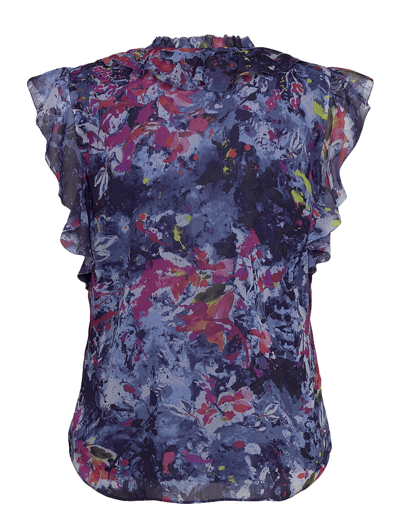 Lauren Ralph Lauren - Print Ruffle-Trim Georgette Blouse - blue multi - 2