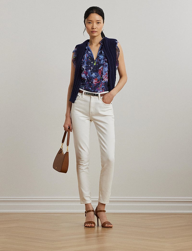 Lauren Ralph Lauren - Print Ruffle-Trim Georgette Blouse - blue multi - 0