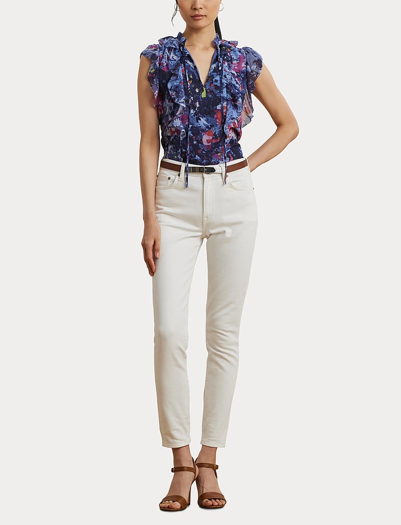 Lauren Ralph Lauren - Print Ruffle-Trim Georgette Blouse - blue multi - 5