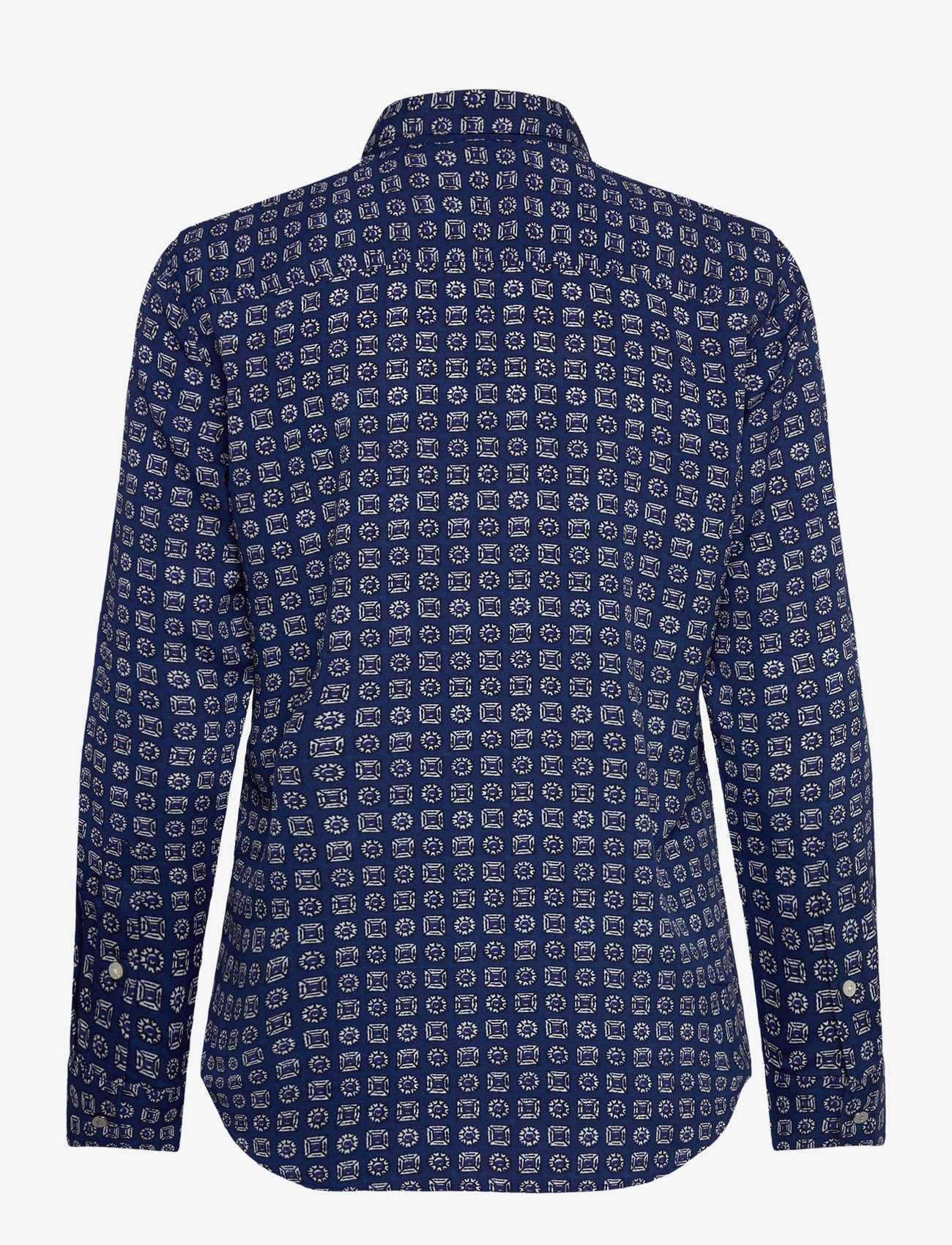 Lauren Ralph Lauren - Classic Fit Geo-Print Crepe Shirt - long-sleeved shirts - blue/white - 2