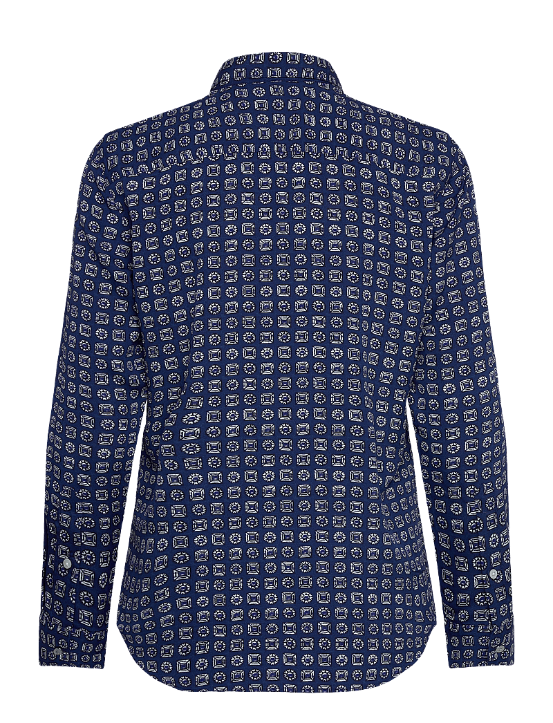 Lauren Ralph Lauren - Classic Fit Geo-Print Crepe Shirt - long-sleeved shirts - blue/white - 2