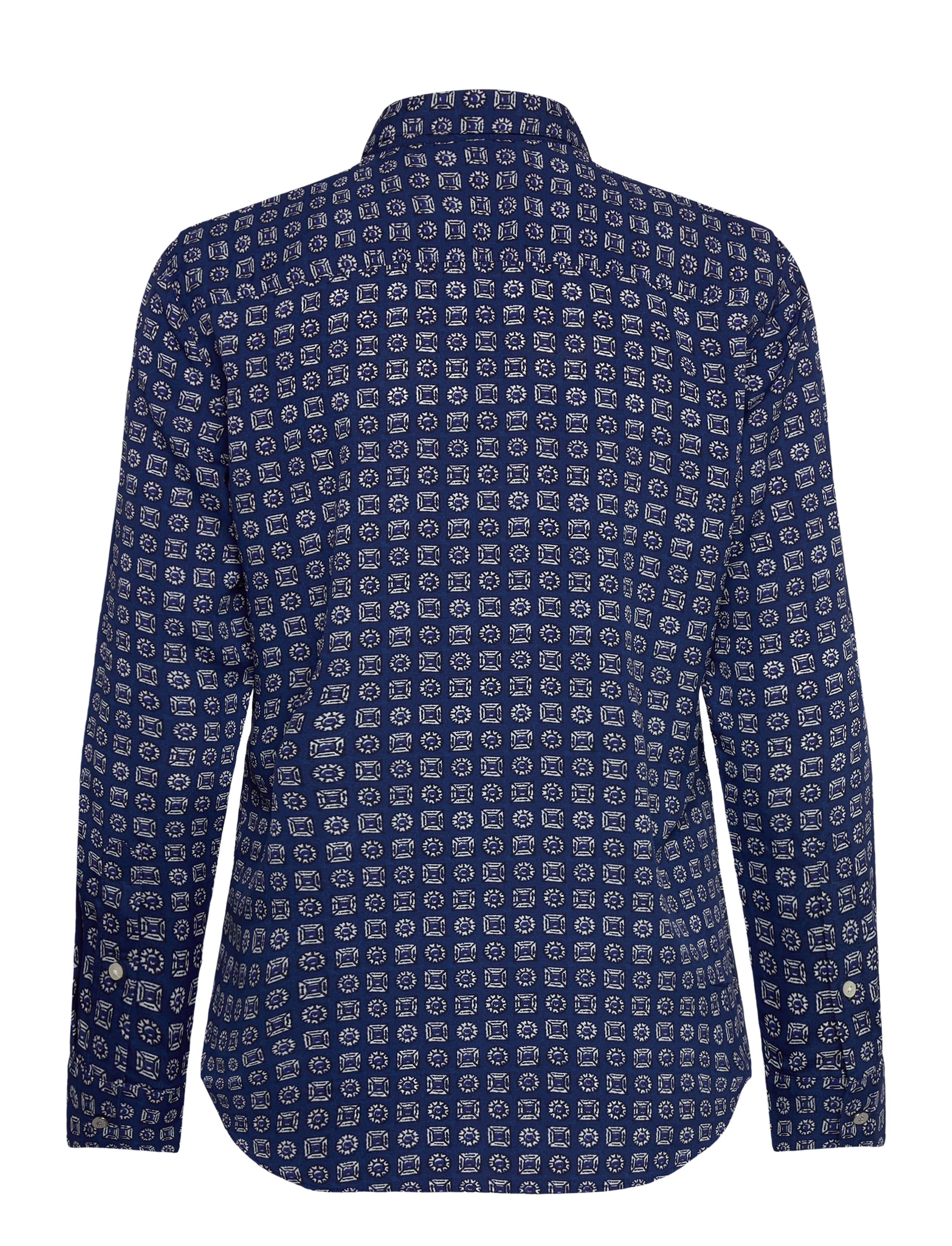 Lauren Ralph Lauren - Classic Fit Geo-Print Crepe Shirt - long-sleeved shirts - blue/white - 2