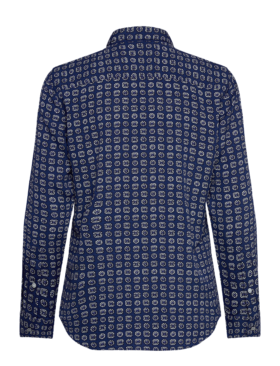 Lauren Ralph Lauren - Classic Fit Geo-Print Crepe Shirt - langärmlige hemden - blue/white - 2