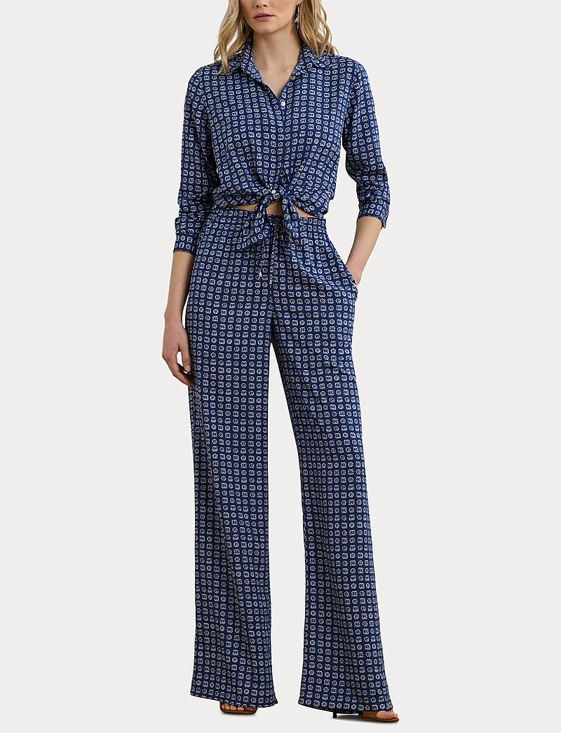 Lauren Ralph Lauren - Classic Fit Geo-Print Crepe Shirt - long-sleeved shirts - blue/white - 5