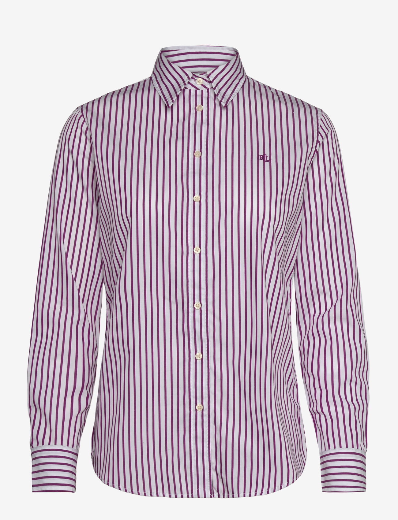 Lauren Ralph Lauren - Classic Fit Striped Broadcloth Shirt - dk purple/white - 1