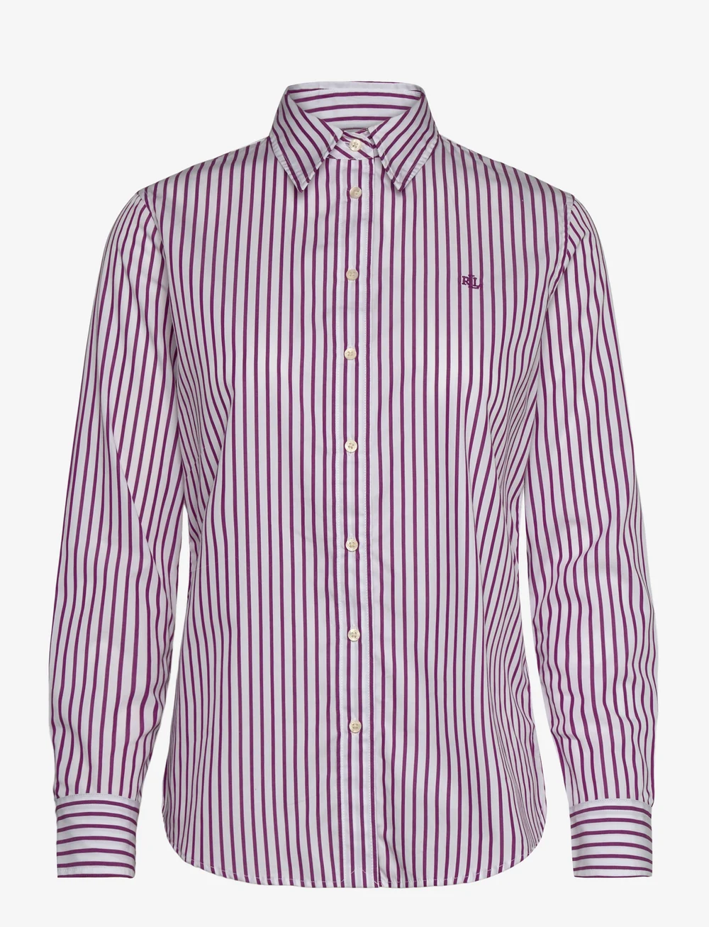 Lauren Ralph Lauren - Classic Fit Striped Broadcloth Shirt - denimskjorter - dk purple/white - 1