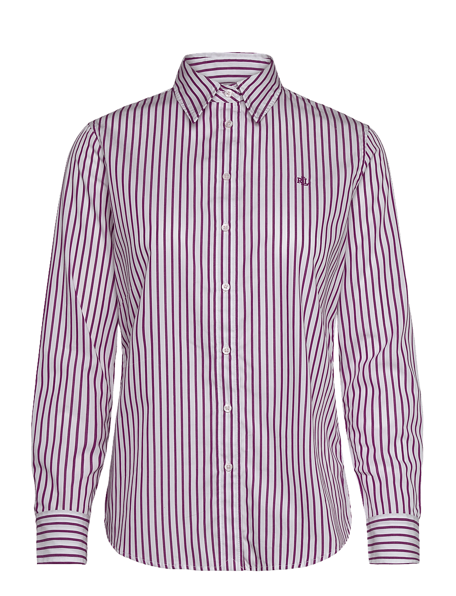 Lauren Ralph Lauren - Classic Fit Striped Broadcloth Shirt - dk purple/white - 1