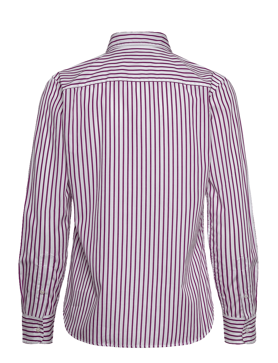 Lauren Ralph Lauren - Classic Fit Striped Broadcloth Shirt - dk purple/white - 2