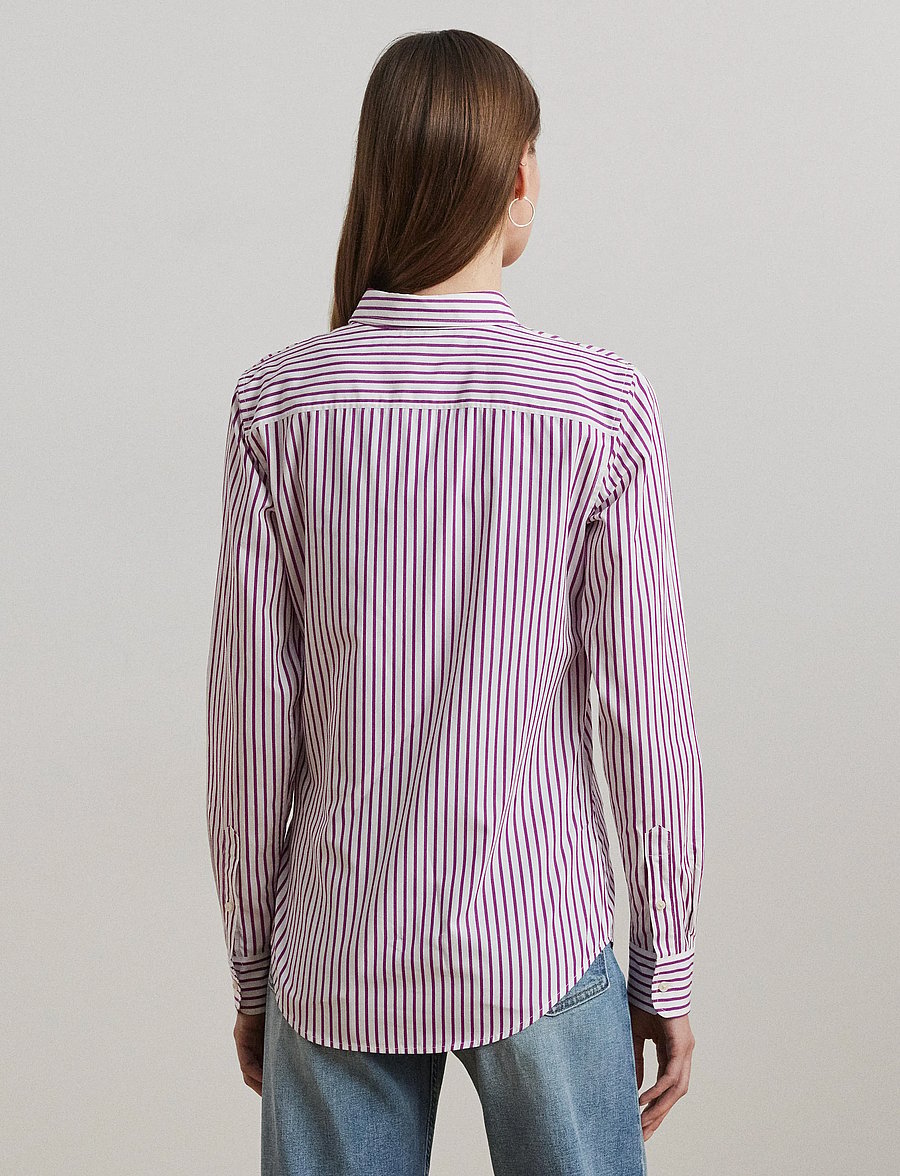 Lauren Ralph Lauren - Classic Fit Striped Broadcloth Shirt - dk purple/white - 3