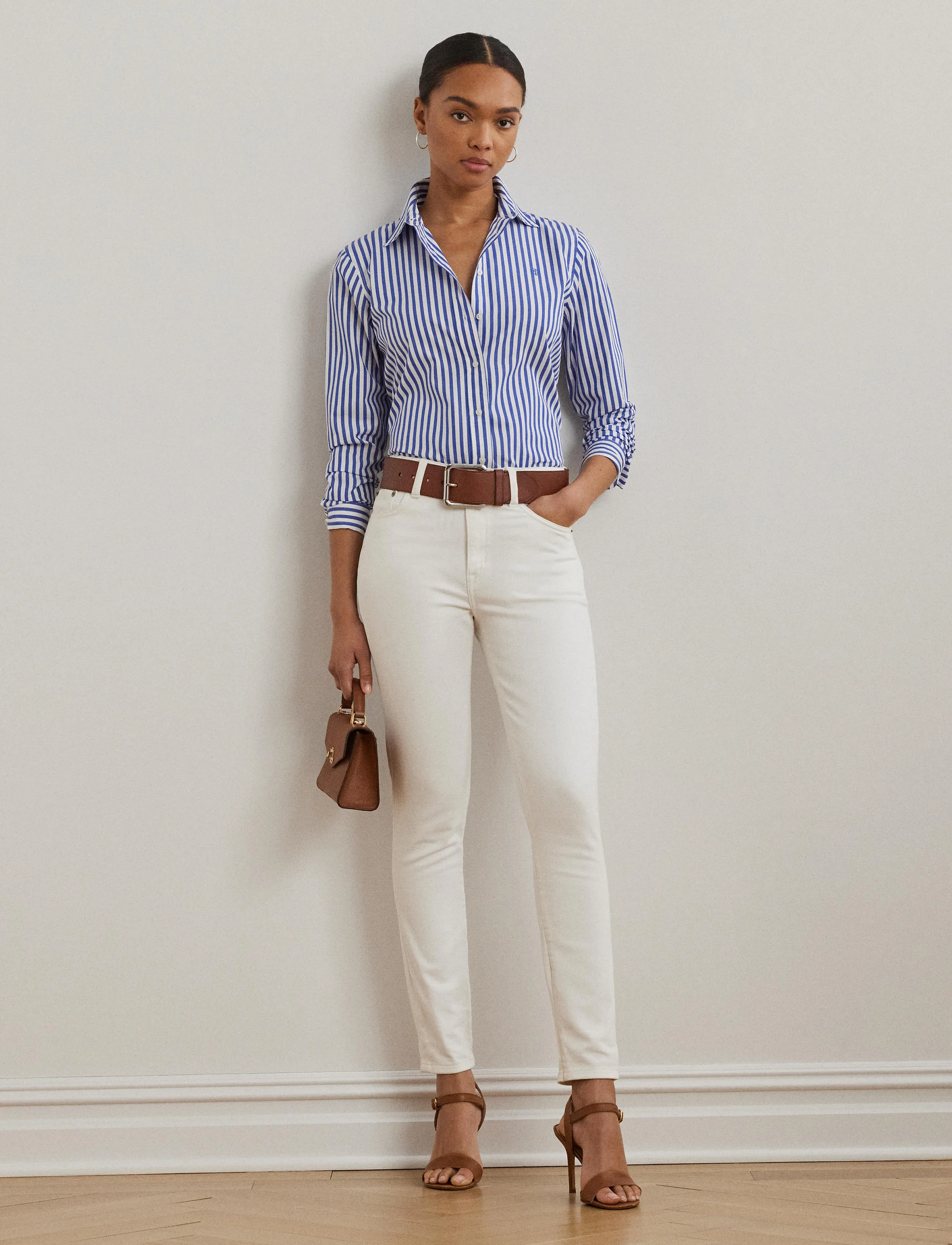 Lauren Ralph Lauren Classic Fit Striped Broadcloth Shirt - Ralph Lauren - LAPIS BLUE/WHITE / blue