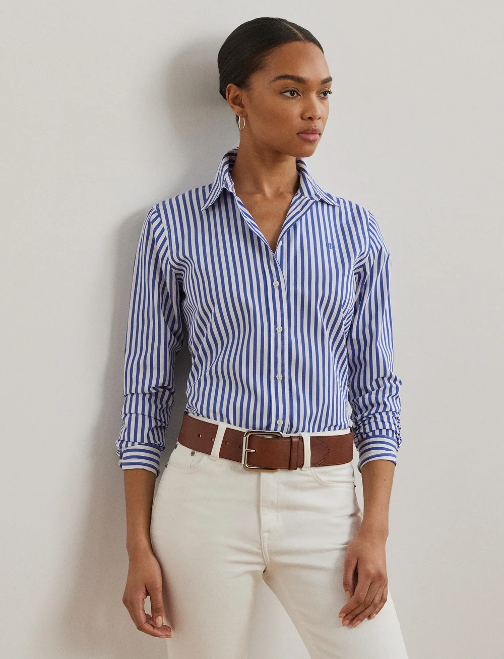 Lauren Ralph Lauren - Classic Fit Striped Broadcloth Shirt - teksasärgid - lapis blue/white - 4