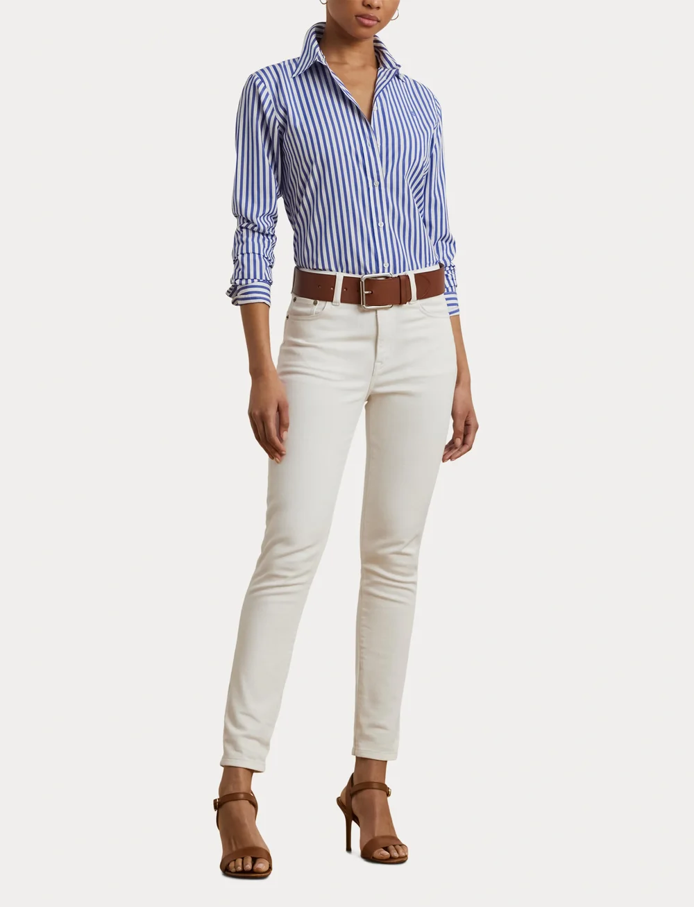 Lauren Ralph Lauren - Classic Fit Striped Broadcloth Shirt - teksasärgid - lapis blue/white - 5