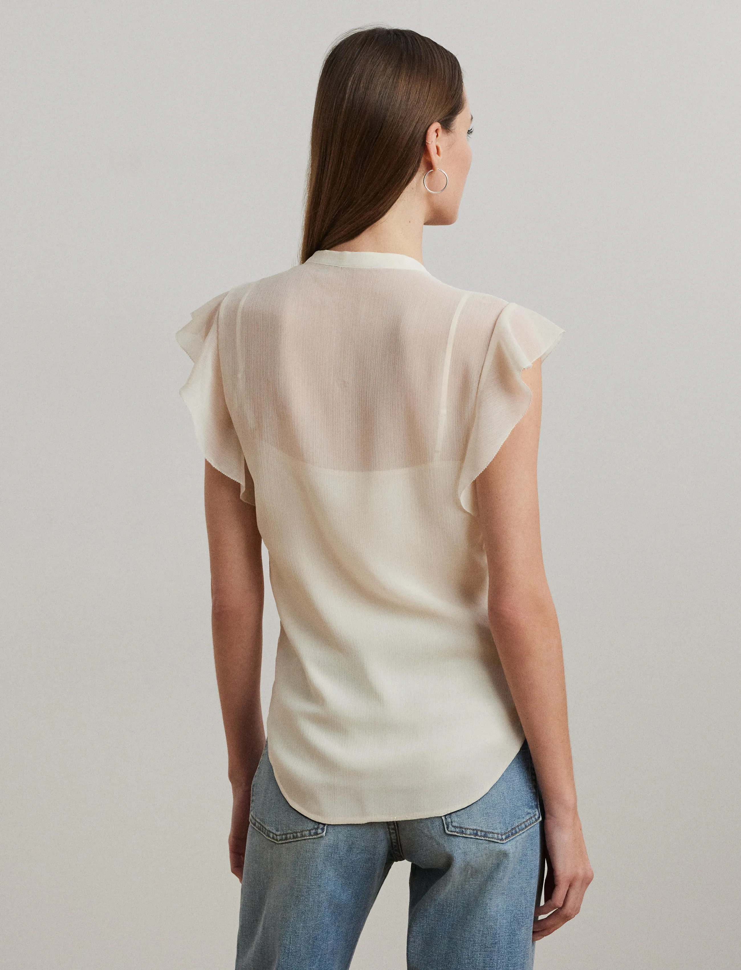 Lauren Ralph Lauren - Pintucked Georgette Tie-Neck Blouse - mascarpone cream - 2