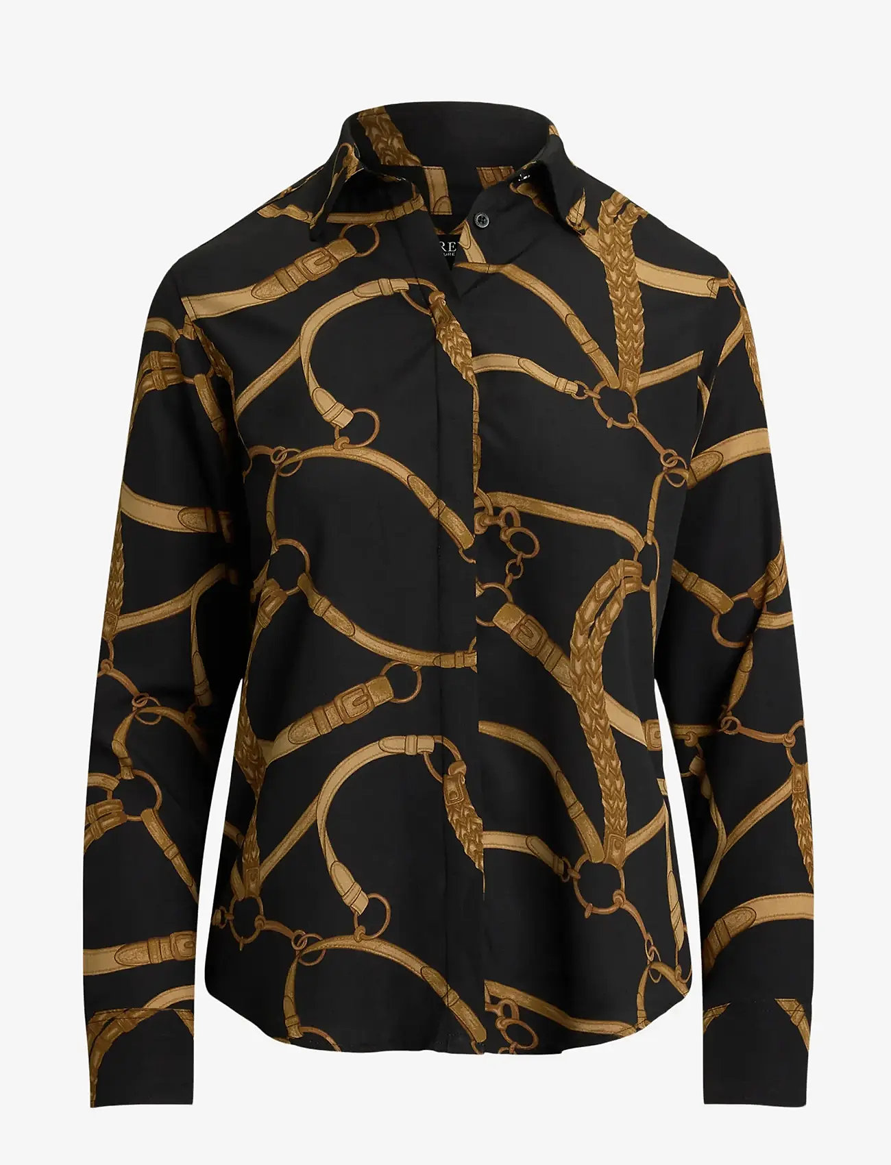 Lauren Ralph Lauren - Classic Fit Belting-Print Crepe Shirt - black/tan - 1
