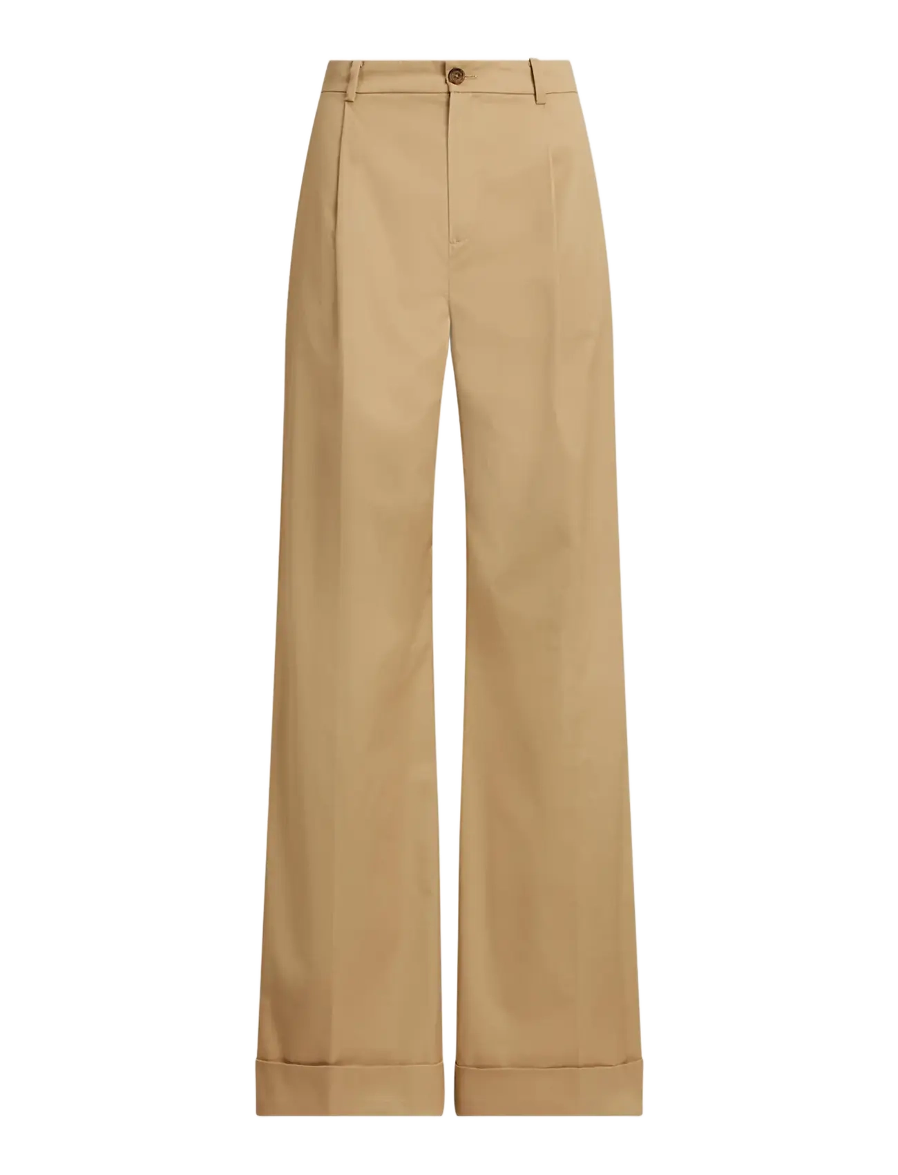 LAUREN RALPH LAUREN Pleated Baumwolle Twill Wide-Bein Hose Beige - 34 - Damen