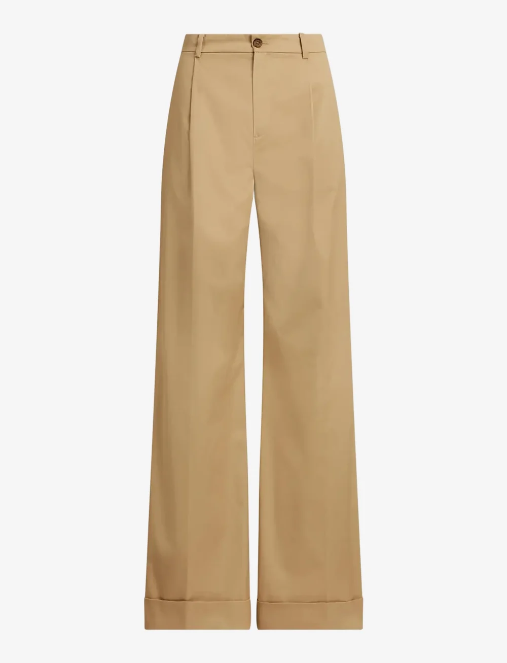 Lauren Ralph Lauren - Pleated Cotton Twill Wide-Leg Pant - chinos - birch tan - 1