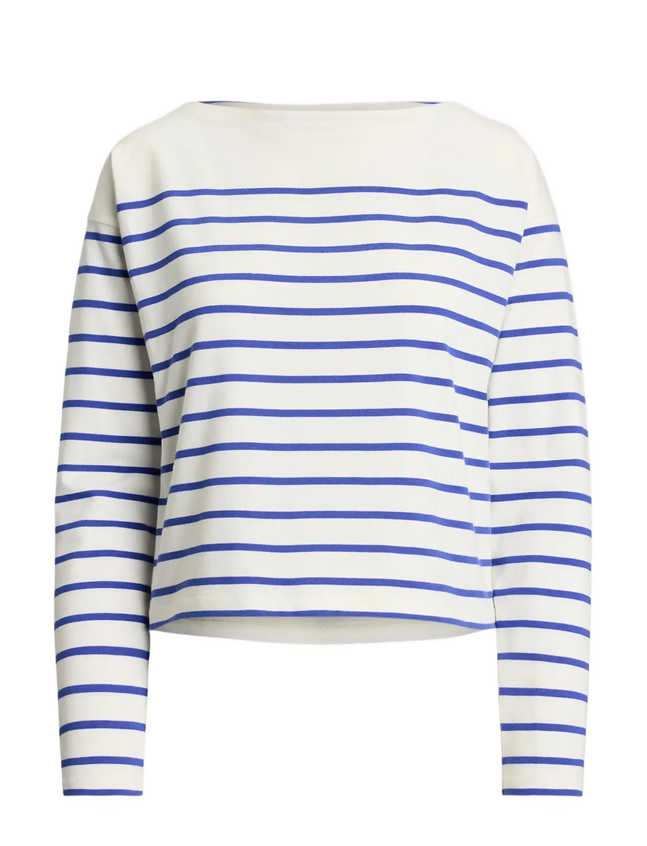 Lauren Ralph Lauren Striped Cotton Jersey Boatneck Top - Strickmode - WHITE/BLUE LAPIS / white
