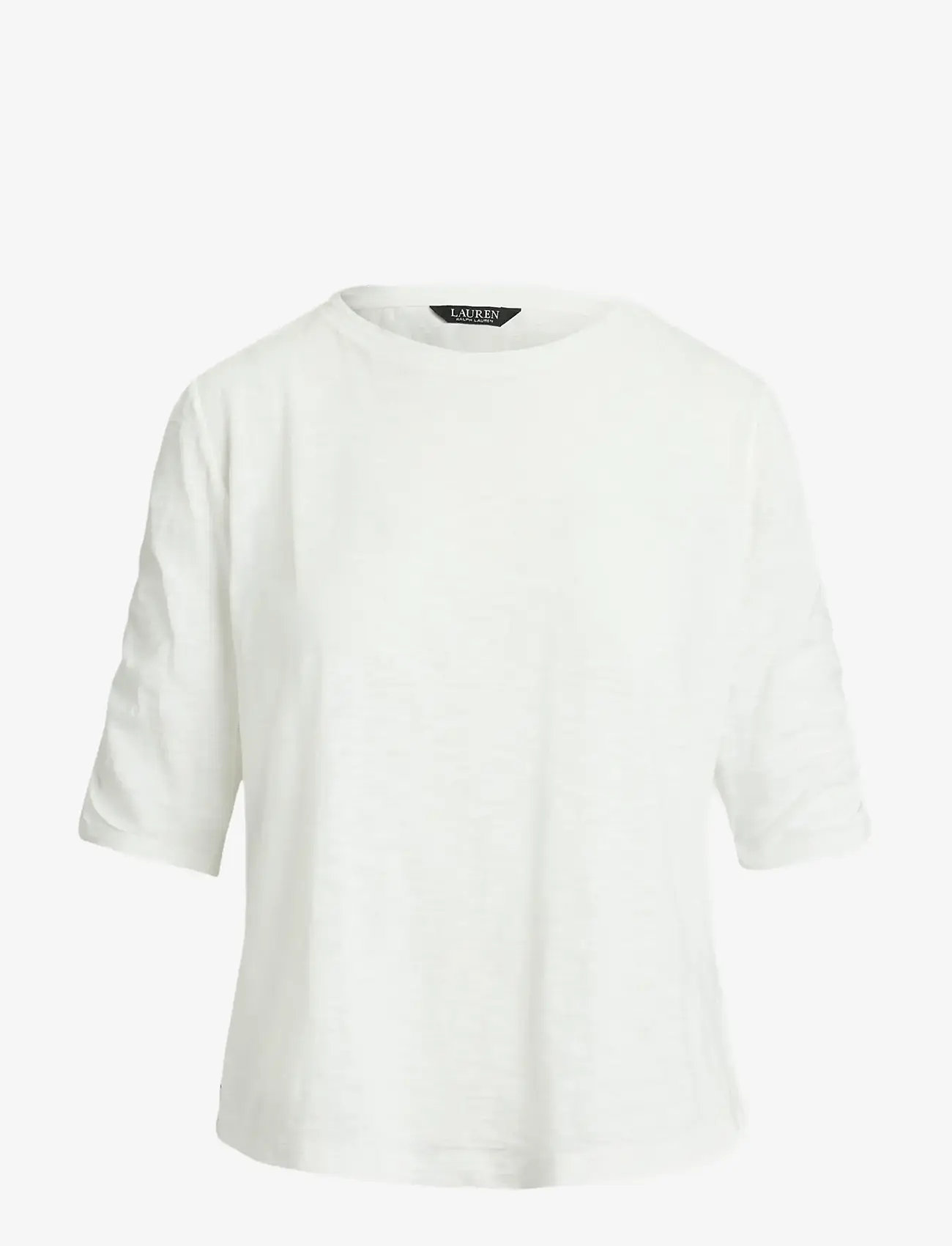 Lauren Ralph Lauren - Slub Cotton Jersey Elbow-Sleeve Tee - t-shirts - white - 1