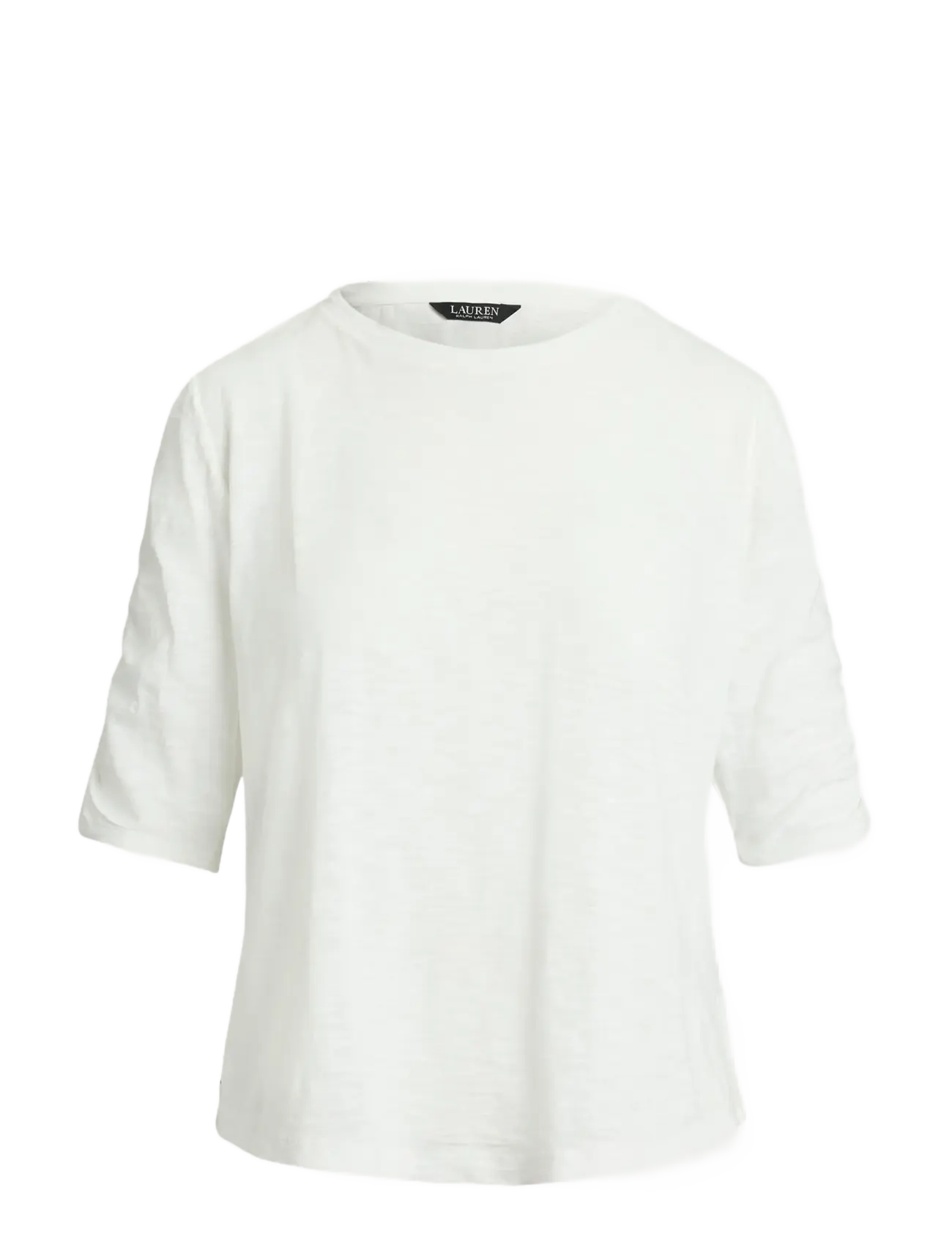 Lauren Ralph Lauren Slub Cotton Jersey Elbow-Sleeve Tee - Tøj - WHITE / white