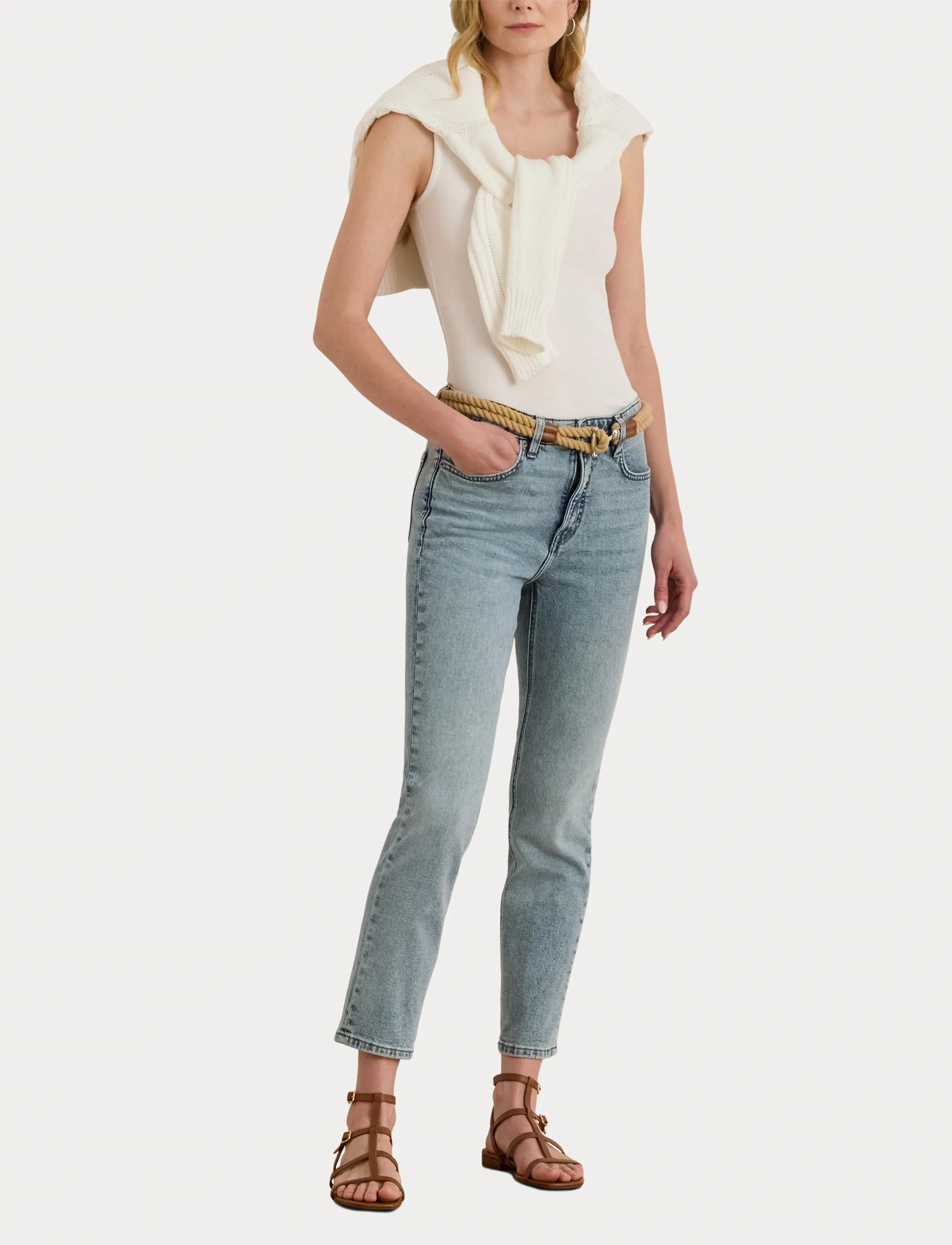 Lauren Ralph Lauren - High-Rise Straight Ankle Jean - straight jeans - alicia wash - 4