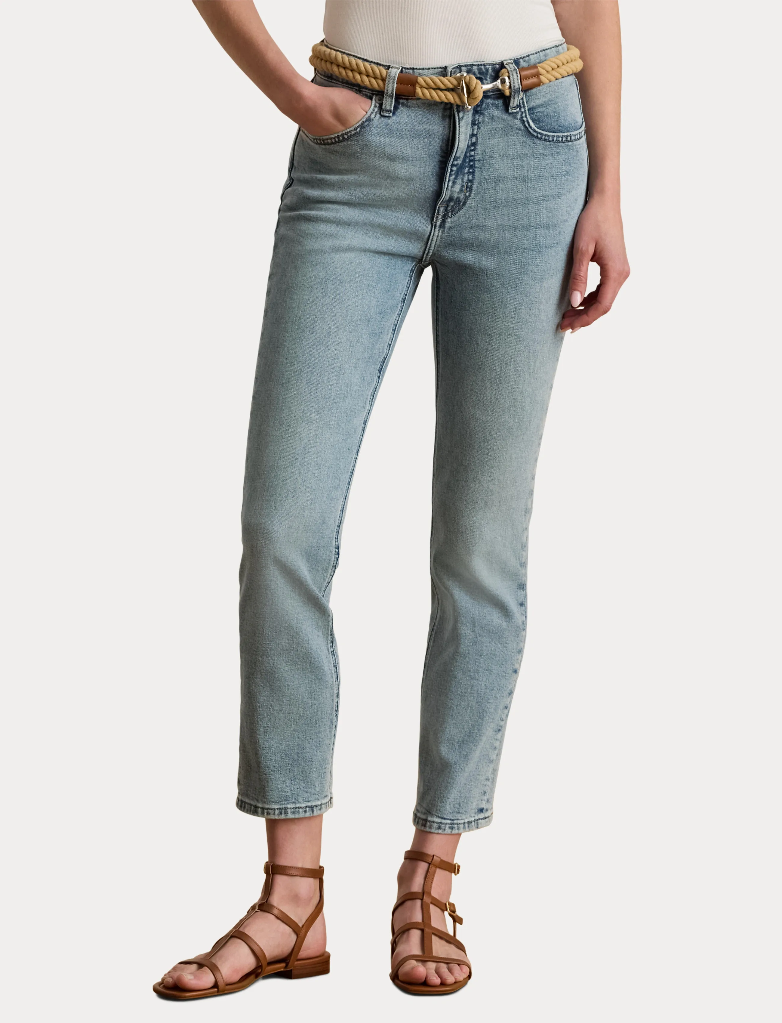 Lauren Ralph Lauren - High-Rise Straight Ankle Jean - straight jeans - alicia wash - 5