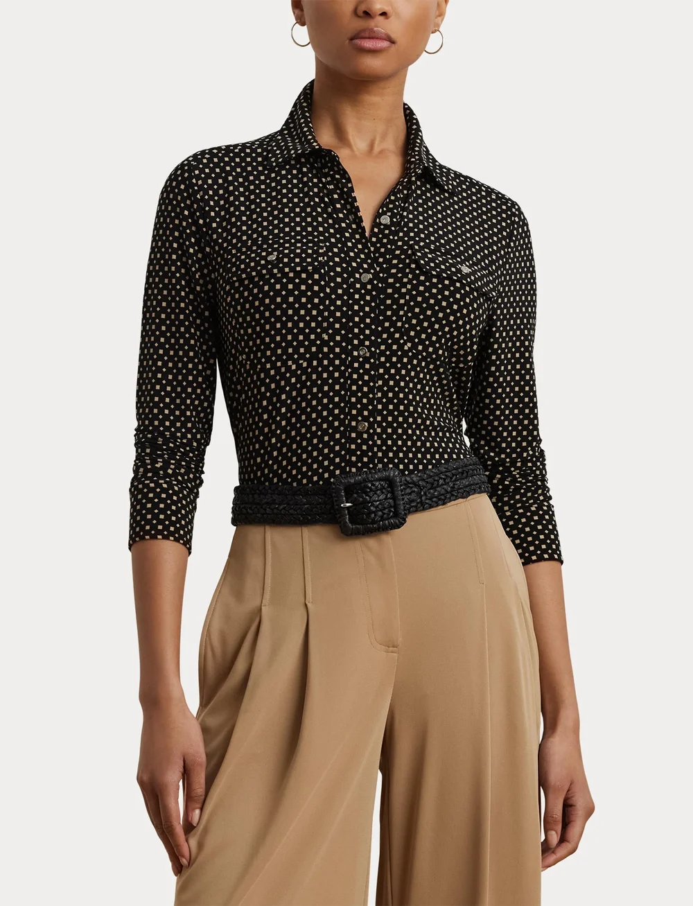 Lauren Ralph Lauren - Slim Fit Geo-Print Jersey Shirt - jeanshemden - black-tan - 5