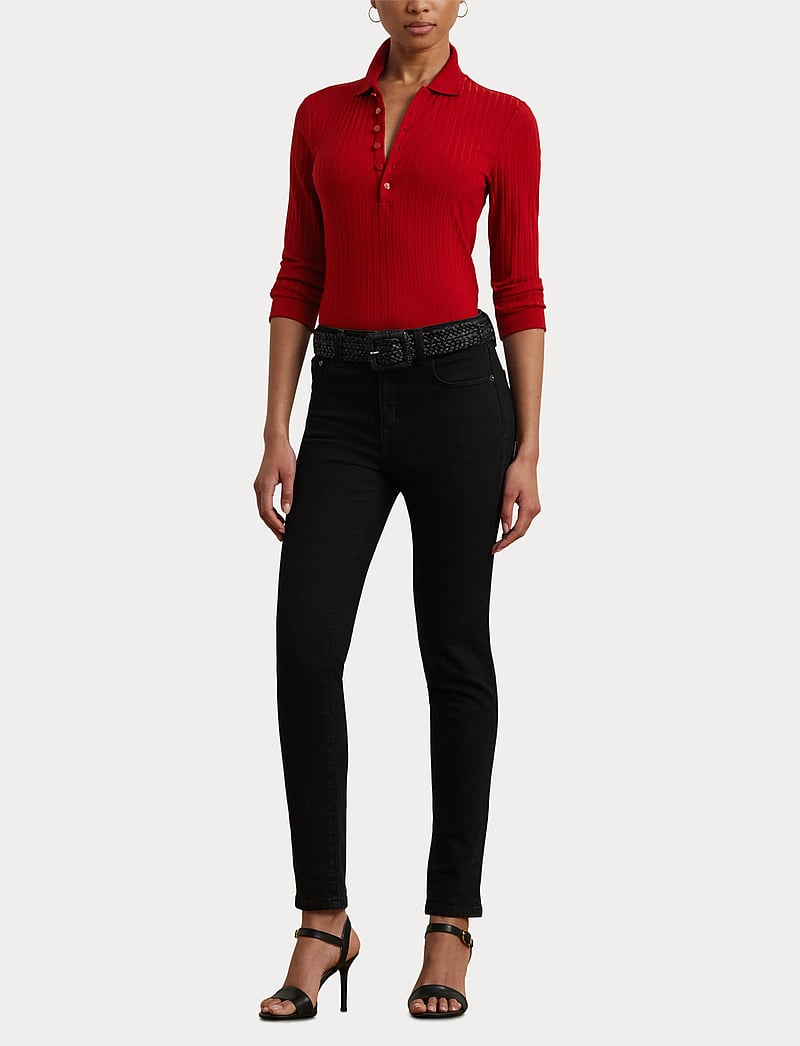 Lauren Ralph Lauren - Rib-Knit Three-Quarter-Sleeve Polo Shirt - madison red - 4