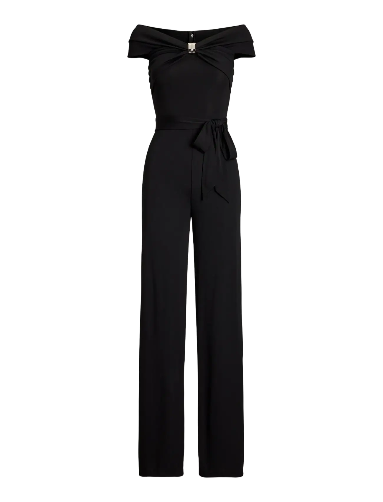 Lauren Ralph Lauren - Belted Jersey Off-the-Shoulder Jumpsuit - jumpsuits - black - 1