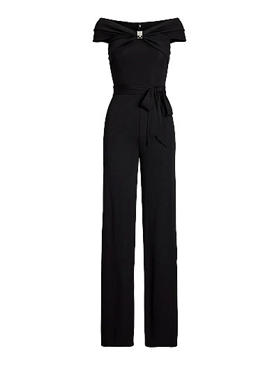 Belted Jersey Off-The-Shoulder Jumpsuit