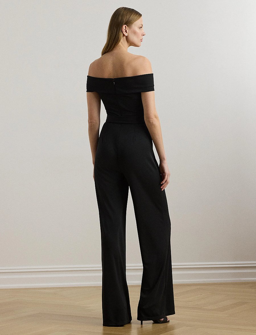 Lauren Ralph Lauren - Belted Jersey Off-the-Shoulder Jumpsuit - jumpsuits - black - 2