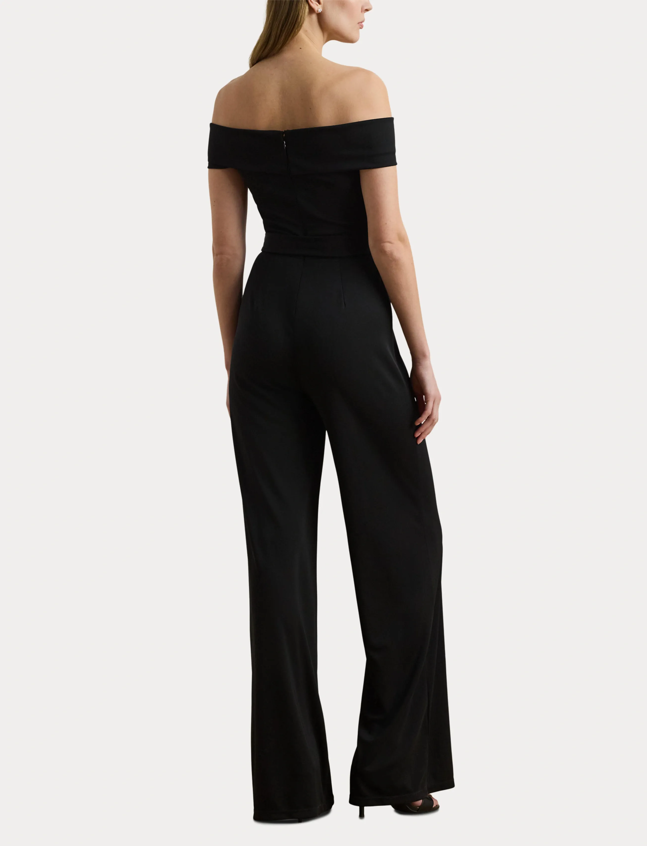 Lauren Ralph Lauren Belted Jersey Off-the-Shoulder Jumpsuit - Lauren Ralph Lauren - BLACK / black