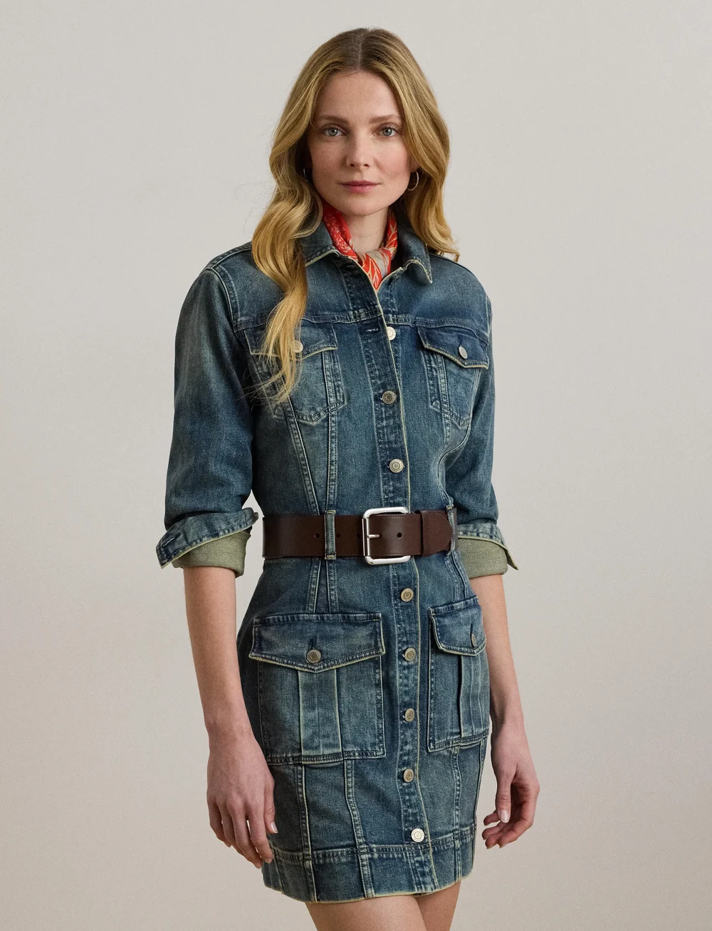 Lauren Ralph Lauren - Denim Trucker Dress - skjortekjoler - haze wash - 0