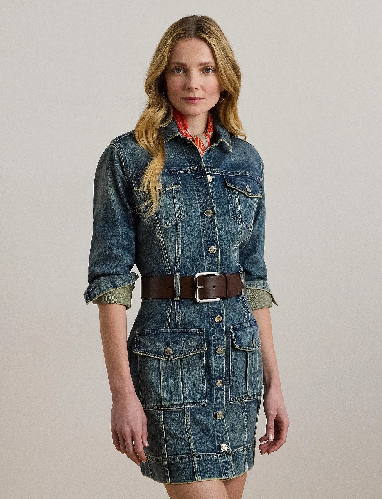 ralph lauren women's denim dress Lauren Ralph Lauren Belted Denim Shirtdress in Blue 8